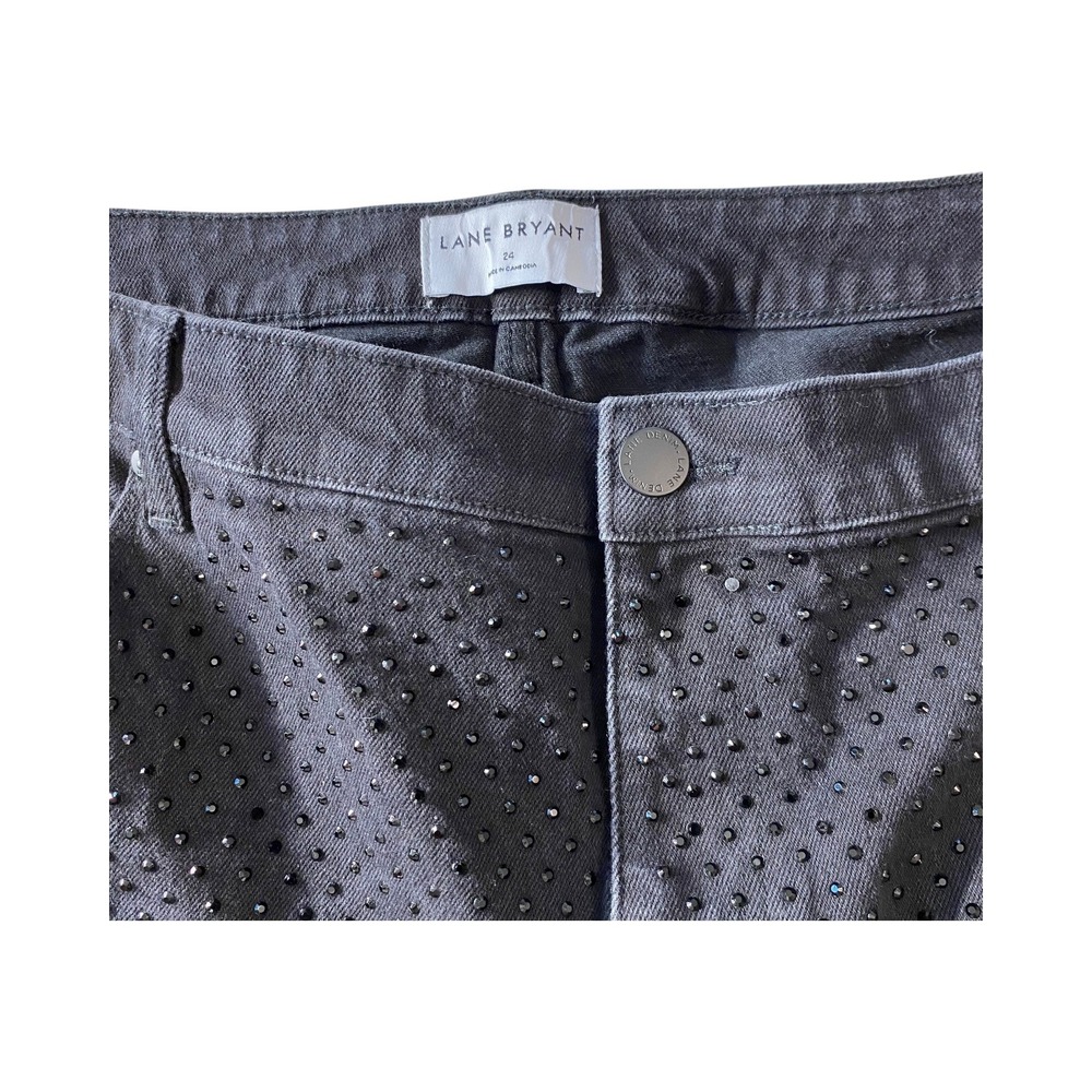 Lane Bryant Black Rhinestone Embellished Denim Jeans Plus Size 24 - Picture 3 of 8